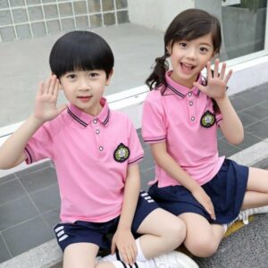 Áo đồng phục tiểu học polo màu hồng