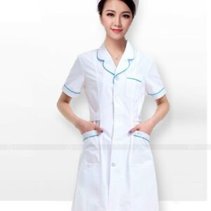 đồng phục y tá đẹp trắng viền xanh