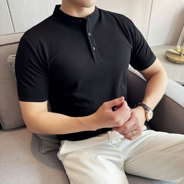 Áo Thun Cổ Trụ Nam Cao Cấp Cho Phong Cách Nam Tính Và Lịch Lãm 3 Áo Thun Cổ Trụ Nam Cao Cấp Form Chuẩn